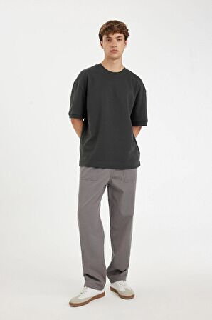 DeFacto Yazlık Gabardin Pantolon Wide Straight Bol Rahat Kesim Geniş Düz Paça Cepli C9159AX24AUGR455