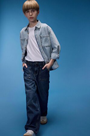 DeFacto Erkek Çocuk Wide Leg Düz Paça Jean Pantolon D6817A825SPNM34