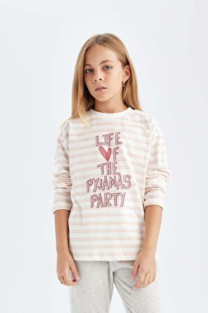 DeFacto Kız Çocuk Baskılı Uzun Kollu Pijama Takımı D3740A824AUER134