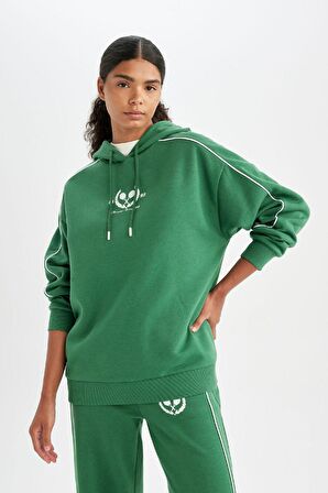 DeFactoFit Oversize Geniş Kalıp Kapüşonlu Sporcu Sweatshirt D1700AX24AUGN1246