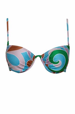 DeFacto Regular Fit Desenli Bikini Üstü-Fall in Love D2637AX24HSTR43