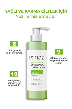 Sinoz Perfect Sebum Dengeleyici Yüz Temizleme Jeli 400 ml Yağlı Karma Ciltler Için