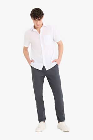 DeFacto Yazlık Beli Lastikli Jogger Pantolon Slim Fit Dar Kesim Düz Paça Pamuklu Cepli D2671AX25SMGR439