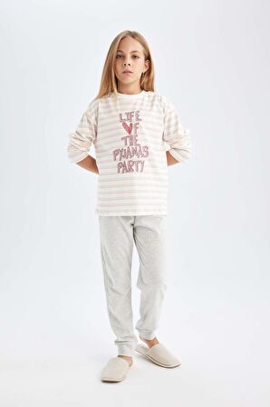DeFacto Kız Çocuk Baskılı Uzun Kollu Pijama Takımı D3740A824AUER134