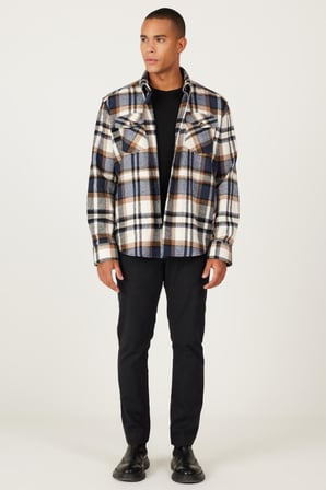 Oversize Fit Geniş Kesim Gizli Düğme Yaka Desenli Gömlek Ceket