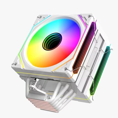 DARYUN DY-500X Beyaz ISI Göstergeli Ful Argb 2x Fan 6 Bakır Borulu Kule Tipi Hava Soğutucu İşlemci Fanı