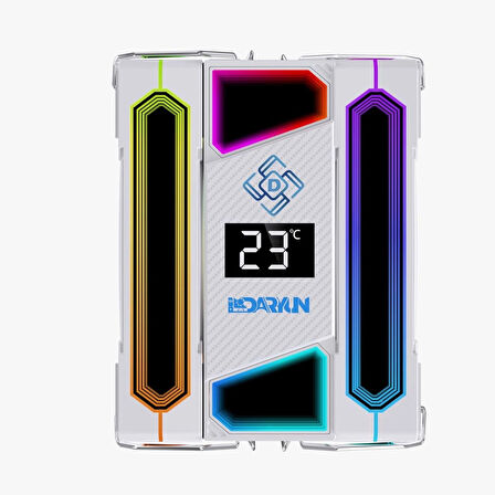 DARYUN DY-500X Beyaz ISI Göstergeli Ful Argb 2x Fan 6 Bakır Borulu Kule Tipi Hava Soğutucu İşlemci Fanı