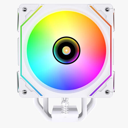 DARYUN DY-500X Beyaz ISI Göstergeli Ful Argb 2x Fan 6 Bakır Borulu Kule Tipi Hava Soğutucu İşlemci Fanı