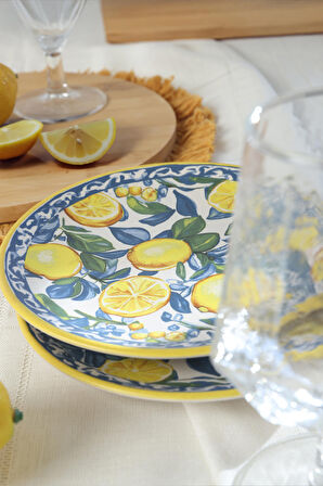 Keramika Lemon Glow Ege Pasta Tabağı 20 Cm 4 Parça