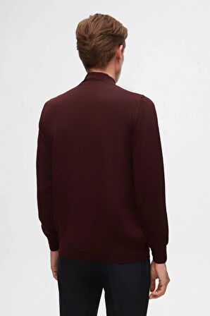 Ds Damat Regular Fit Bordo Düz Örgü Kazak 3HF062436275M