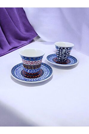Sharp & Art Seramik 2 Kişilik Özel Seri Detaylı El Işçilikli Kahve Fincan Takımı