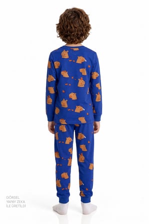 Erkek Çocuk Saks Nap Time Pamuklu Uzun Kollu 2'li Pijama Takımı
