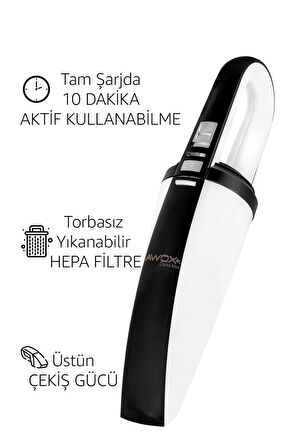 Awox Cracks Max Şarjlı El Süpürgesi Beyaz