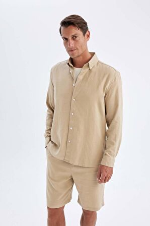 DeFacto Relax Fit Polo Yaka Pamuklu Uzun Kollu Gömlek C1106AX24SMBG732