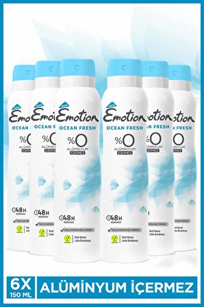 Ocean Fresh Kadın Vegan Deodorant 6x150ml Hızlı Kurur , Leke Bırakmaz