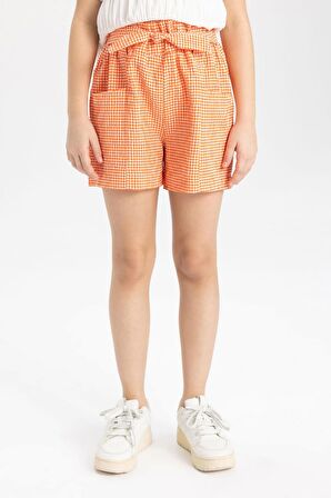 DeFacto Kız Çocuk Kareli Paperbag Şort C2314A824SMOG466