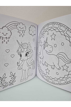 4E Boyama Kitabı Çocuklar İçin Mandala Unicorn Karatay
