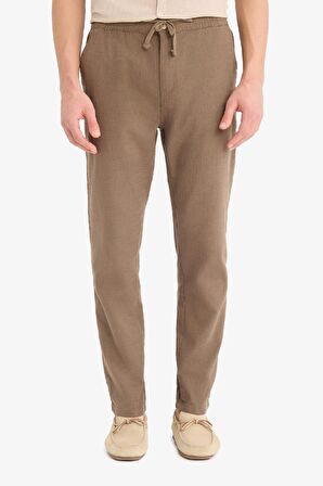 DeFacto Yazlık Beli Lastikli Jogger Pantolon Slim Fit Dar Kesim Düz Paça Pamuklu Cepli D2671AX25SMBN534