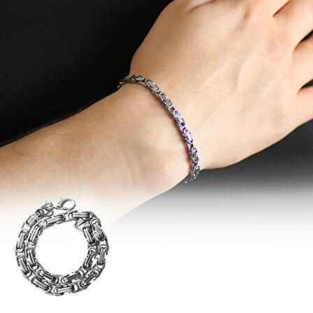 Silver Renk Kalınlık 5 mm 317L Çelik Kral Bileklik