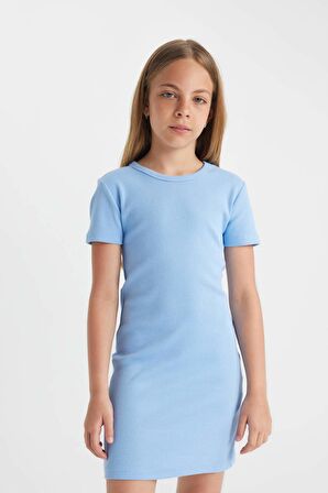 DeFacto Kız Çocuk Fitilli Kaşkorse Kısa Kollu Elbise C4644A824SMBE552