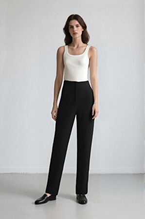 DeFacto Crop Klasik Kumaş Pantolon Carrot Fit Fermuarlı Yüksek Bel Basic Düz Dar Paça C2466AX25SPBK81