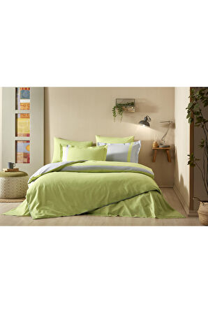 ÖZDİLEK NEVRESİM TAKIMI RANFORCE 57 TEL  TEK KİŞİLİK YESIL COLOUR STRIPE