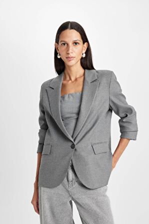 DeFacto Oversize Geniş Kalıp Düğmeli Basic Düz Blazer Ceket B0490AX24AUGR210