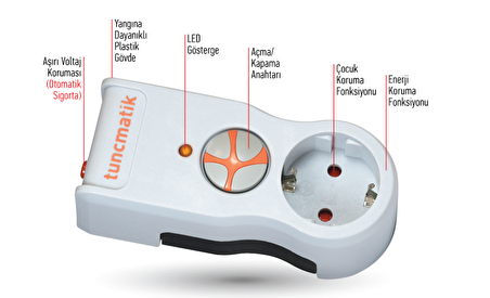 TUNÇMATİK TSK5078 TEKLİ AKIM KORUMALI PRİZ - BEYAZ
