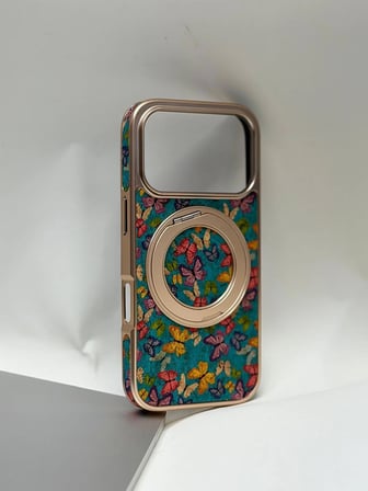 EFCASE iPhone 17 Pro Tuval Kılıf - Egzotik Lotus Desenli Sanatsal Koruyucu