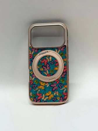 EFCASE iPhone 17 Pro Tuval Kılıf - Egzotik Lotus Desenli Sanatsal Koruyucu