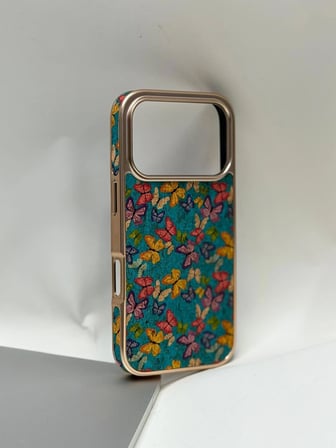 EFCASE iPhone 17 Pro Tuval Kılıf - Egzotik Lotus Desenli Sanatsal Koruyucu