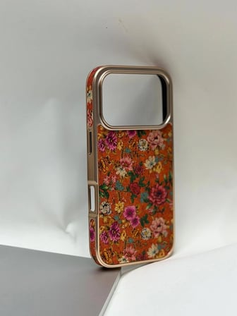 EFCASE iPhone 17 Pro Tuval Kılıf - Egzotik Lotus Desenli Sanatsal Koruyucu