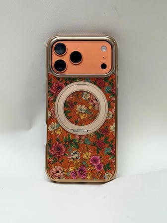 iPhone 17 Pro Max Tuval Kılıf - Egzotik Lotus Desenli Sanatsal Koruyucu