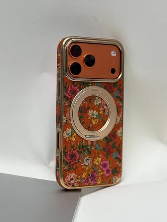 iPhone 17 Pro Max Tuval Kılıf - Egzotik Lotus Desenli Sanatsal Koruyucu