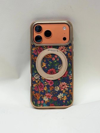 iPhone 17 Pro Max Tuval Kılıf - Egzotik Lotus Desenli Sanatsal Koruyucu