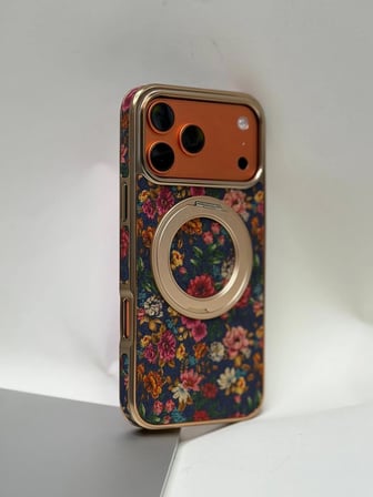 iPhone 17 Pro Max Tuval Kılıf - Egzotik Lotus Desenli Sanatsal Koruyucu
