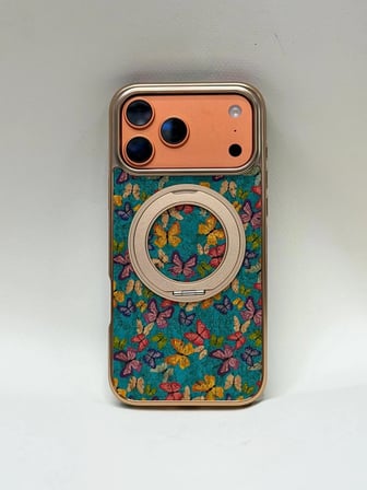 iPhone 17 Pro Max Tuval Kılıf - Egzotik Lotus Desenli Sanatsal Koruyucu