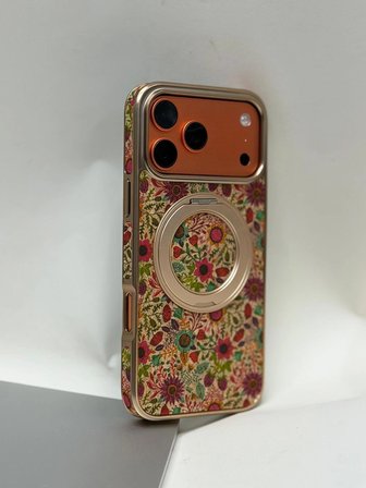 iPhone 17 Pro Max Tuval Kılıf - Egzotik Lotus Desenli Sanatsal Koruyucu