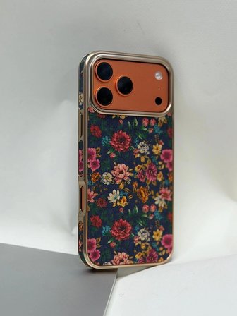 iPhone 17 Pro Max Tuval Kılıf - Egzotik Lotus Desenli Sanatsal Koruyucu