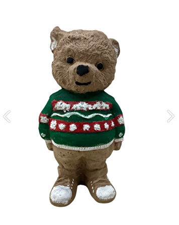 Yılbaşı Teddy Bear Taş Biblo Ayıcık 14 cm