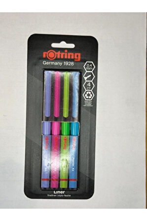 Fineliner, İnce Keçe Uçlu Kalem 0.4 mm, 4'lü Paket, Canlı Renkler