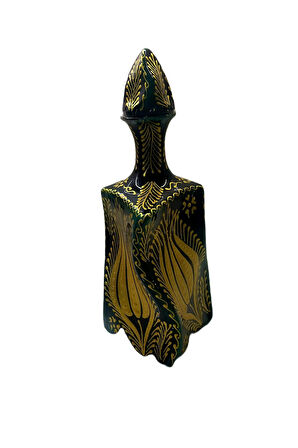 Vazo Oryantal Zümrüt Yeşili Altın El Işlemeli Desen