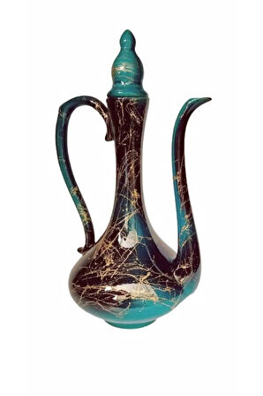 Zümrüt Yeşili El Işlemeli Ibrik Vazo Yükseklik 32 Cm