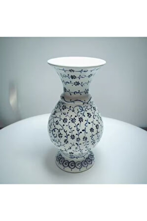 El Dekorlu Özel Seri Haliç Desen Boy 15 Cm Kandil Vazo ( Geniş Ağızlı )