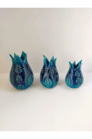 Ege Marketim'den Konsol Seti 3'lü Turkuaz Lale Modeli