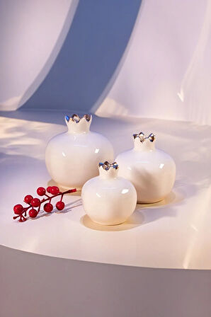 Dekoratif Seramik Nar Seti Kırık Beyaz