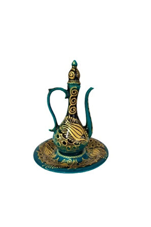 Çini El Yapımı Büyük Boy Çini Ibrik Buyk Ibrik 25 cm Tabaklı