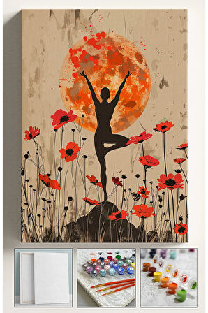 Sayılarla Boyama Tuval Seti Hobi Seti Kasnaklı Fırça Boya Dahil (çıtalı) 40x50 Cm Egzersiz Kadın