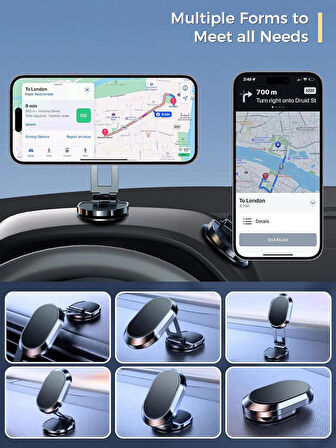 Katlanabilir Mınatıslı Manyetik Mini Araç Içi Ve Masaüstü Telefon Tutucu 360 Derece Dönen Yapışkanlı