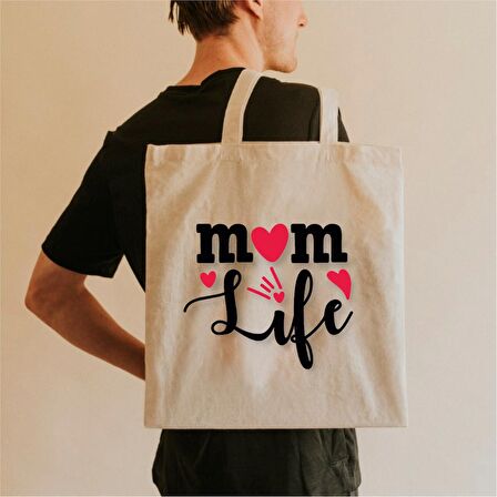 Mom Life Tasarımlı Hediyelik Bez Çanta - AB08